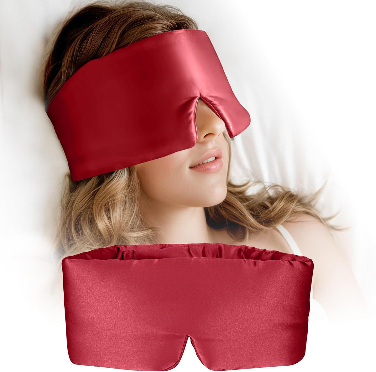 Silk Sleep Mask for Women and Men, Side Sleeper, 22 Momme Pure Mulberry Silk Total Blackout 100%