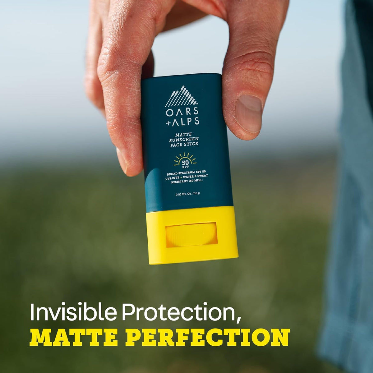 Oars + Alps Matte Face Sunscreen Stick, SPF 50 Travel Sunscreen Roll On for Face & Body, Fragrance