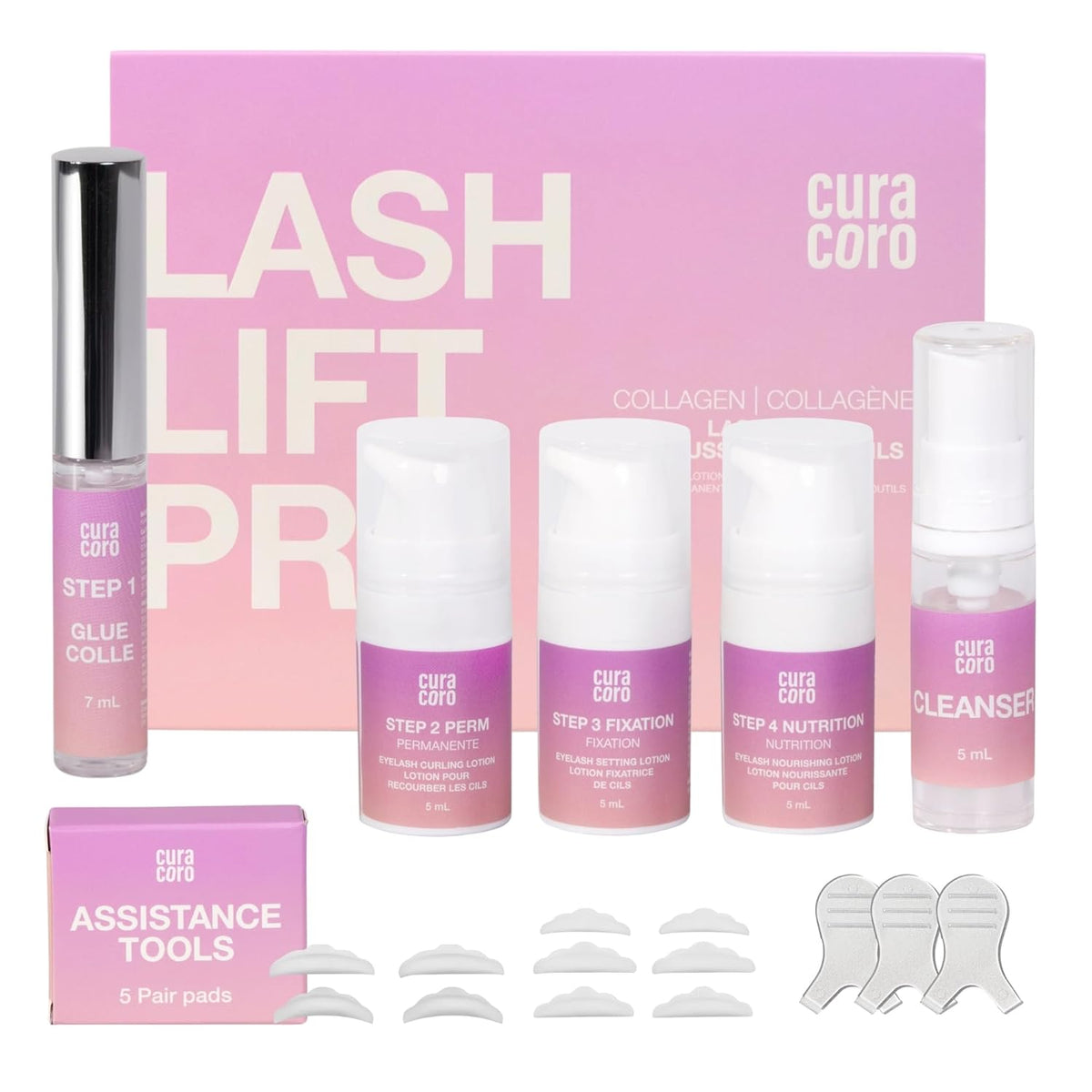 Curacoro Lash Lift Kit - Professional Eyelash Perm Kit, Semi-Permanent Lash Curling, Nourishing