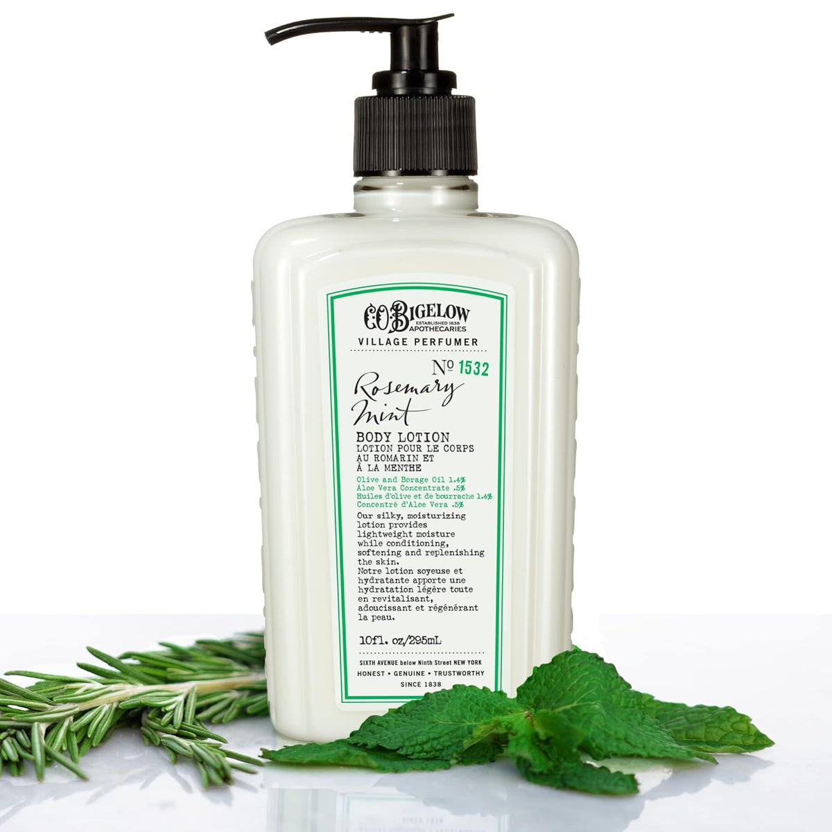 C.O. Bigelow Rosemary Mint Body Lotion, Village Perfumer Moisturizing Body Lotion with Aloe Vera