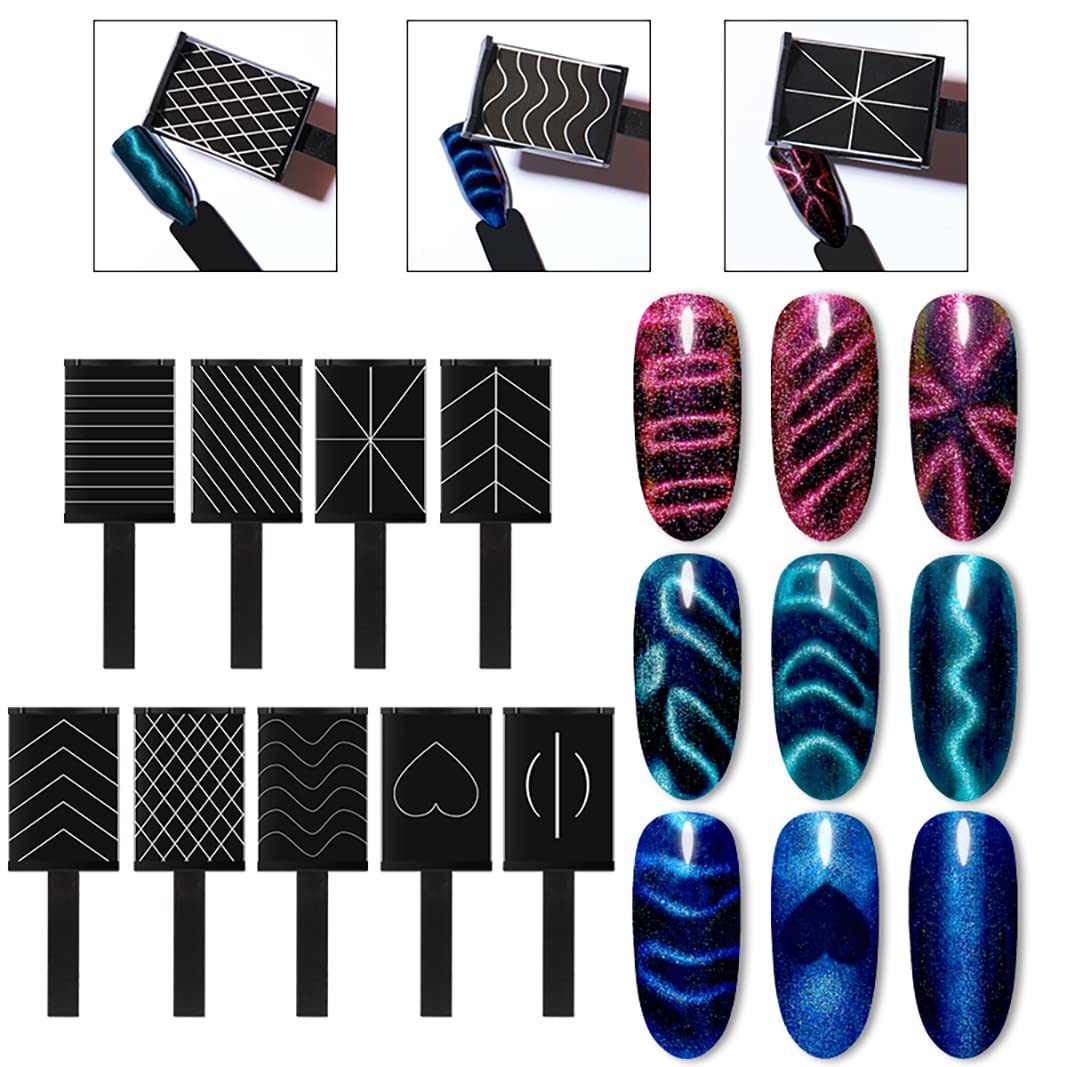 15 Pcs Nail Magnet Tool Set Magnet Plate Wand Board Magnetic Pen Stripe Nail Magnet Double Ended