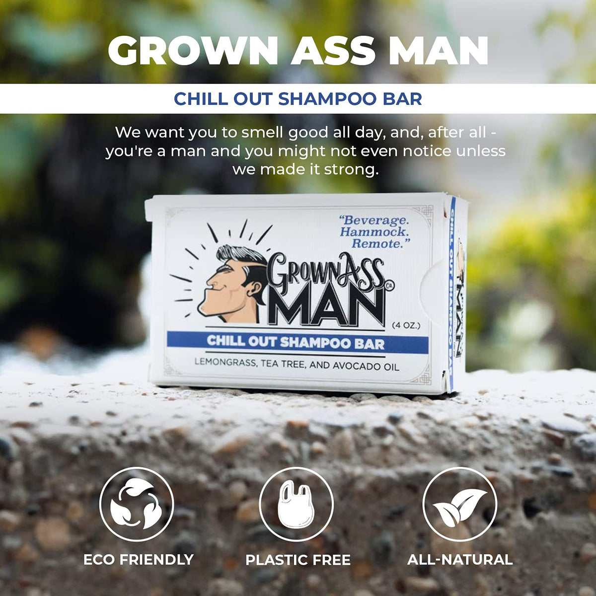 Solid Shampoo Bar Rich Lather 3 in 1: Hair, Beard & Body Wash - Plastic Free & Eco-Friendly