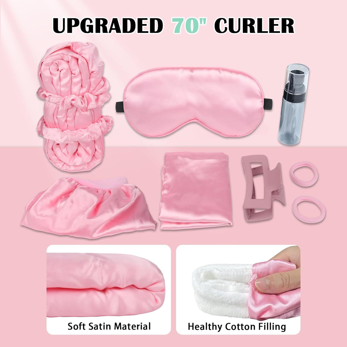Satin Heatless Curls Overnight Hair Curlers to Sleep In Hair Curler Rollers No Heat Hair Wrap for