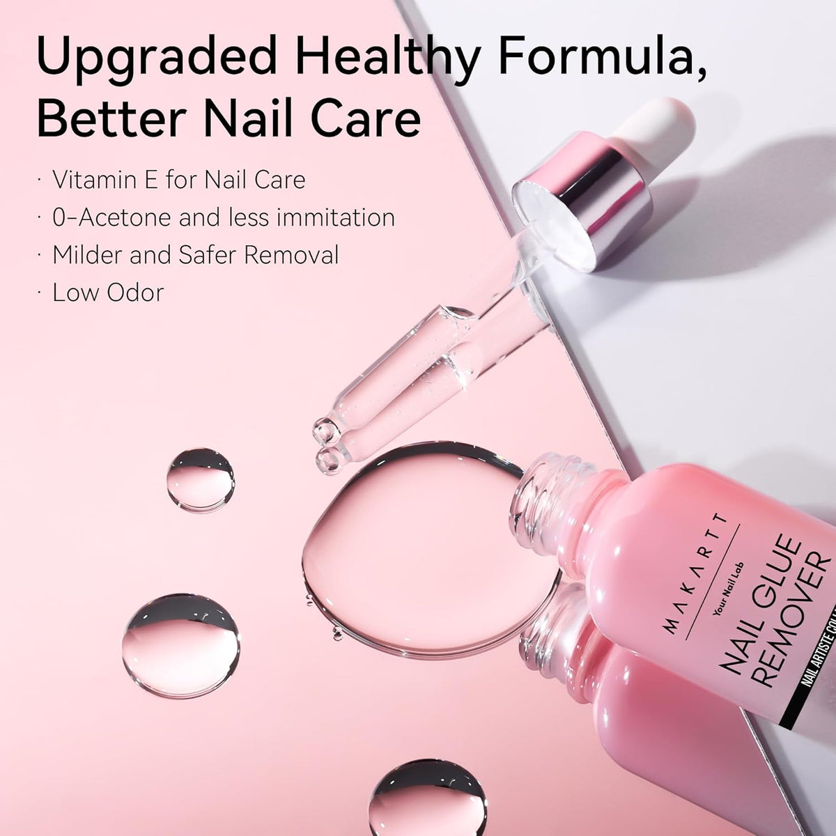 Makartt Press on Nail Glue Remover: Updated Formula with Vitamin E | Glue Debonder with 5 Wooden