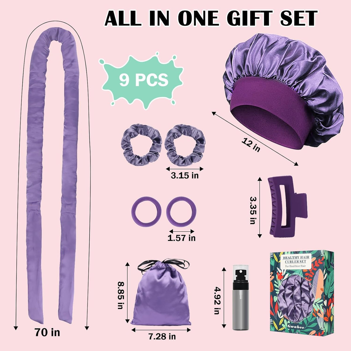Satin Heatless Curls Overnight Hair Curlers to Sleep In Hair Curler Rollers No Heat Hair Wrap for