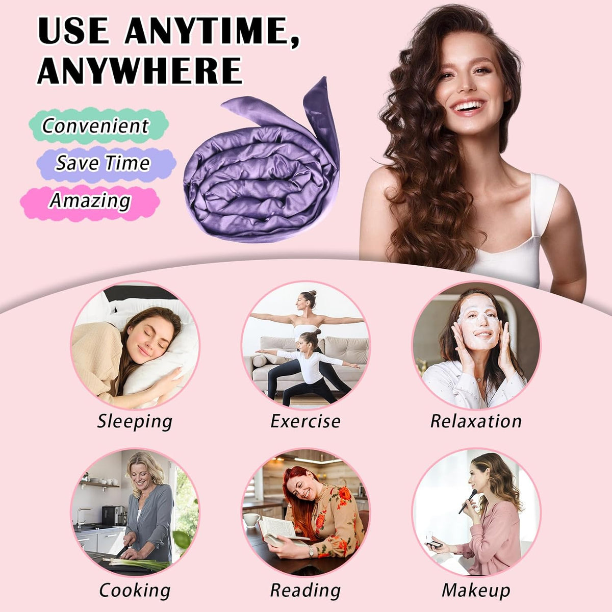 Satin Heatless Curls Overnight Hair Curlers to Sleep In Hair Curler Rollers No Heat Hair Wrap for