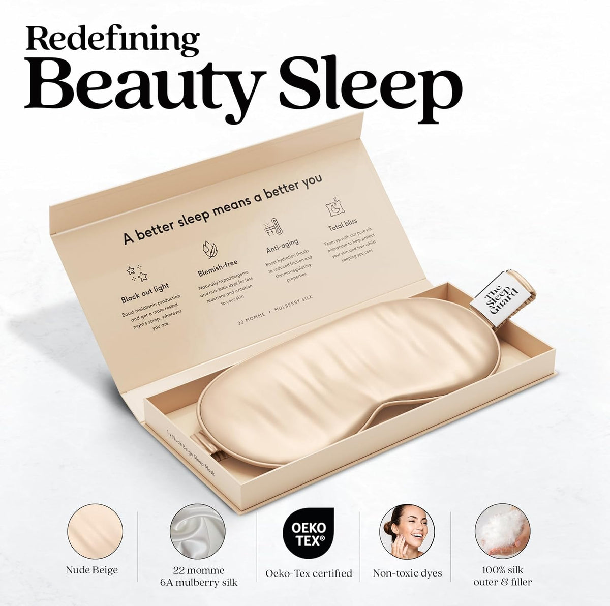 Pure Silk Sleep Mask [100% 6A Mulberry Silk, 22 Momme] Light Blocking Travel Essentials. Eye Masks