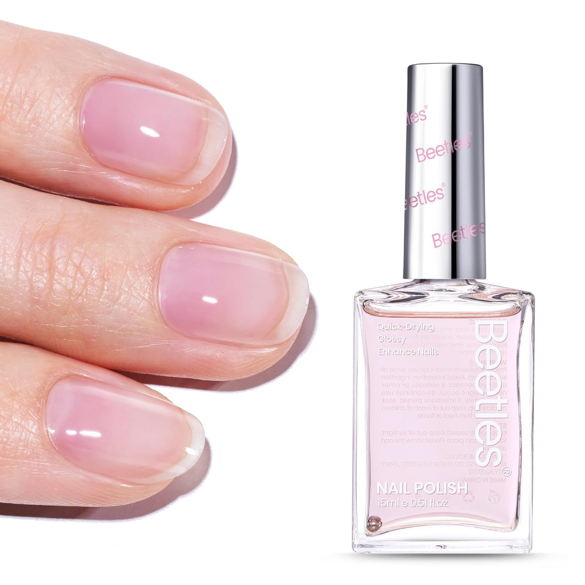 Beetles Nail Strengthener - Pink Shine Nail Concealer Air Fast Dry Natural Nail Hardener and Growth