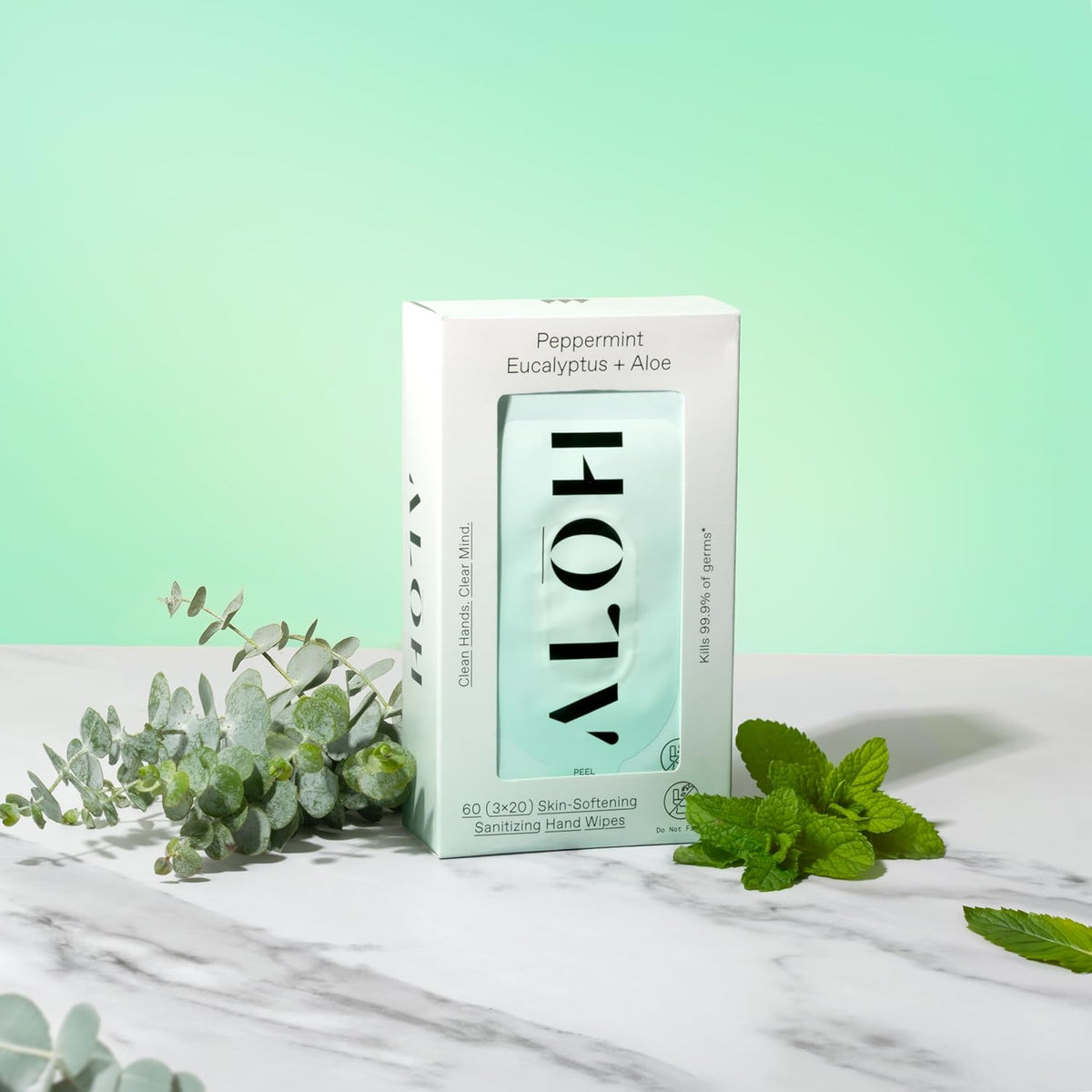 ALŌH Peppermint Eucalyptus + Aloe Sanitizing Hand Wipes - Clean Hands, Clear Mind On The Go