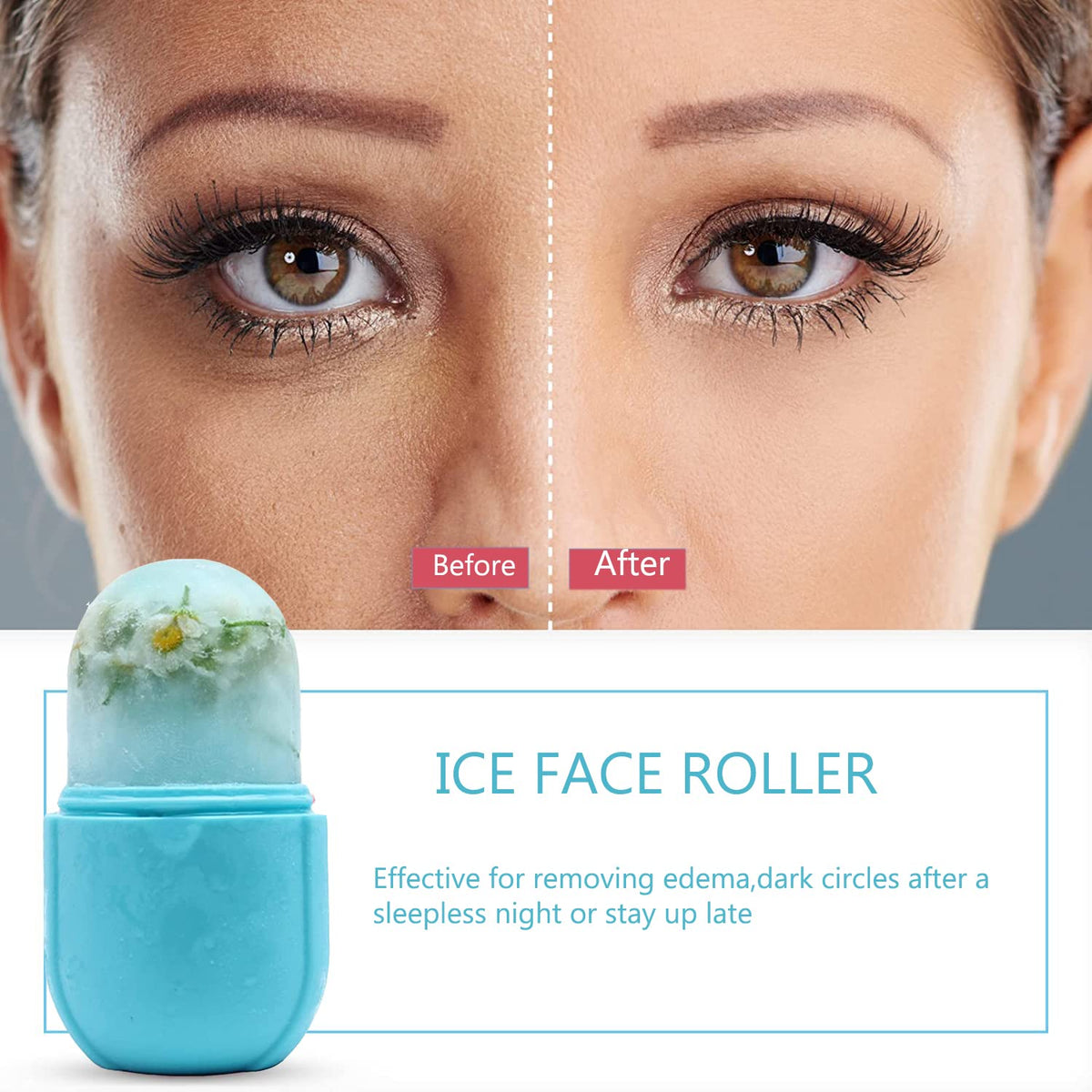Upgraded Silicone Ice Roller for Face Massage and Skin Care - Facial Beauty Tool for Eyes, Gua Sha