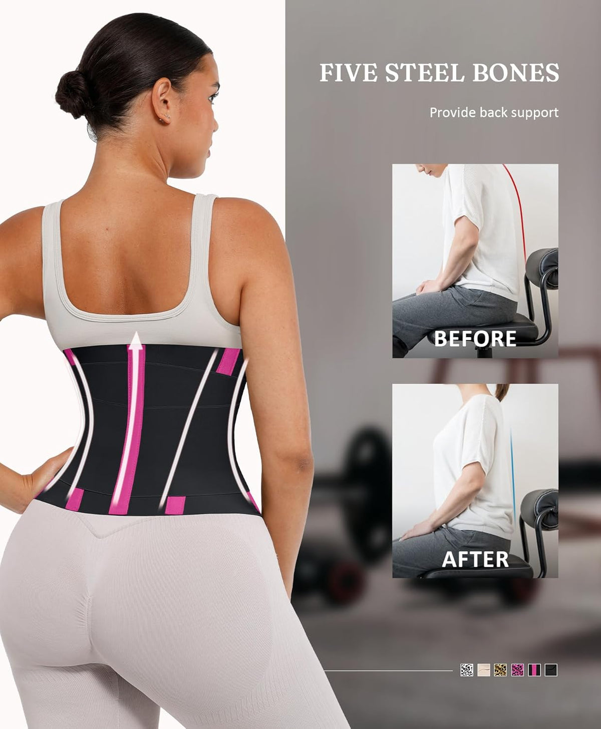 FeelinGirl Waist Trainer Long Torso Waist Cincher Trimmer Ab Belt Tummy Control Body Shaper Triple
