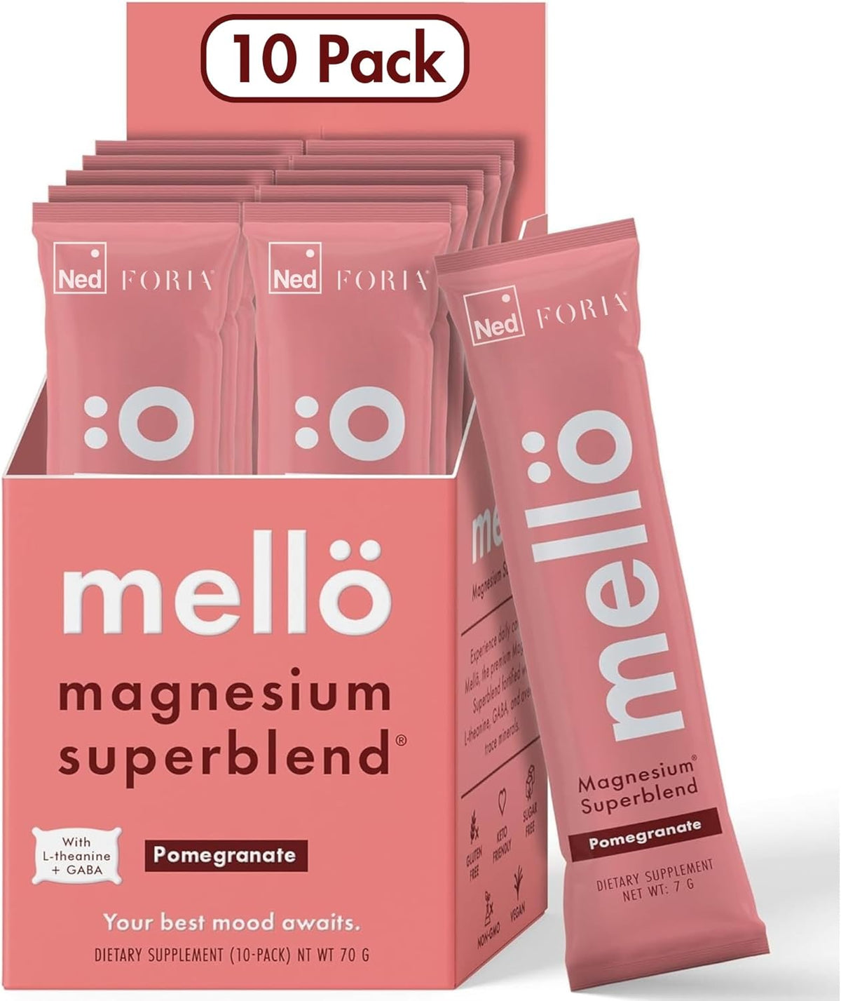 mellö Magnesium Supplement Superblend Powder - Magnesium Glycinate with L-Theanine, GABA, and Trace