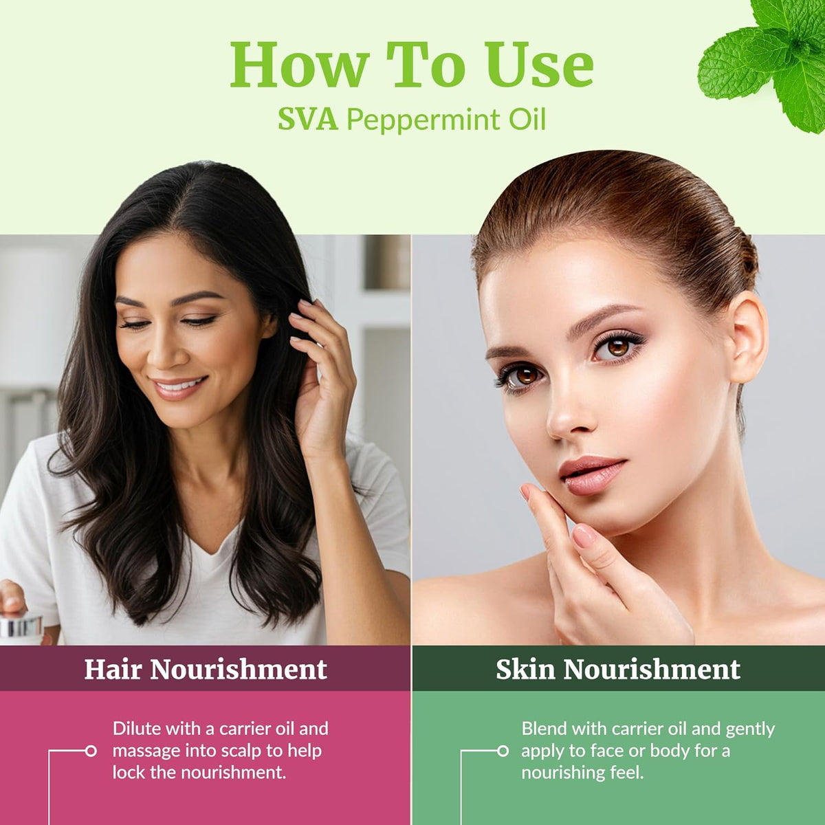 SVA Peppermint Essential Oil – 4 Fl Oz – 100% Natural Peppermint Oil - for Diffuser, Hair Care