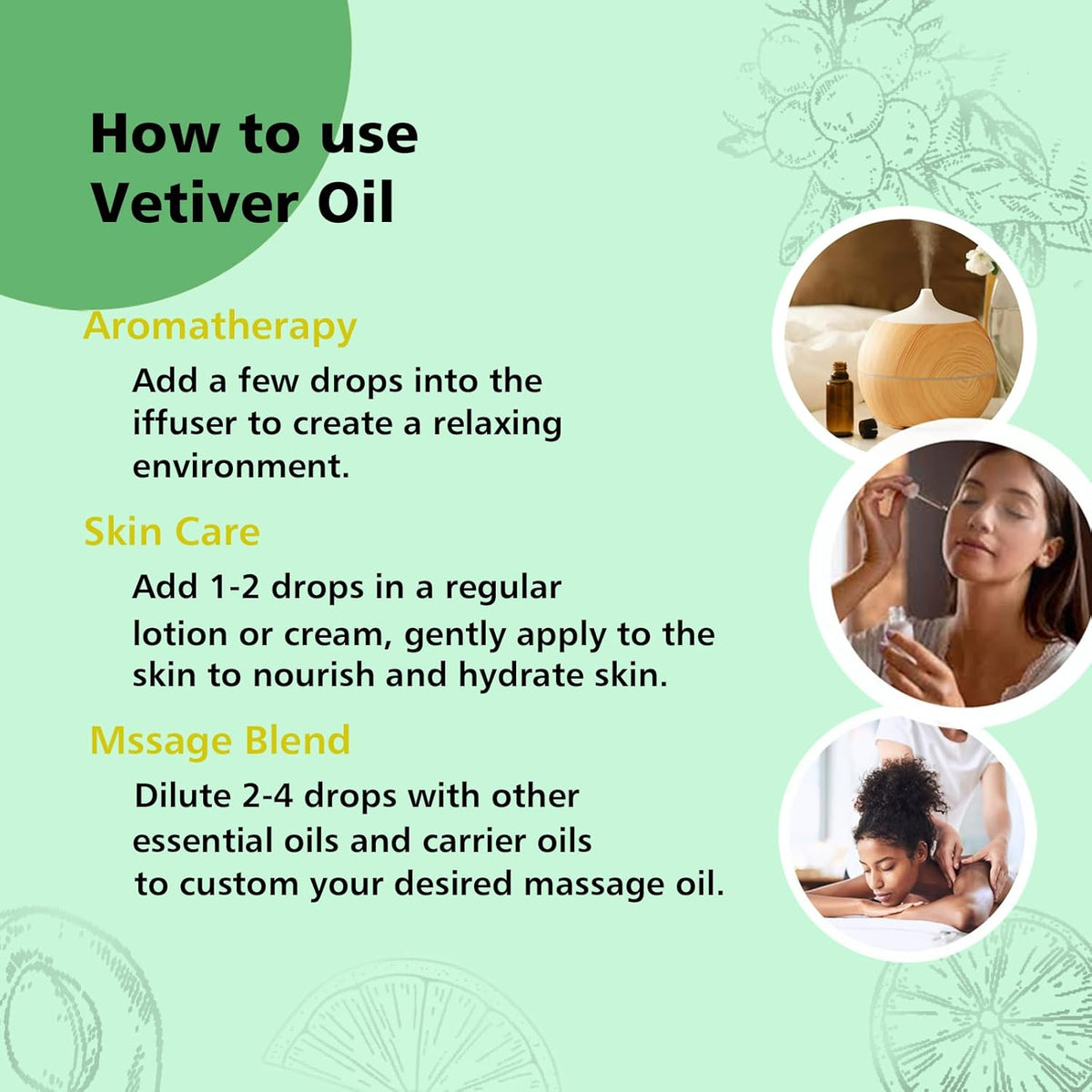 Vetiver Essential Oil 1 Oz - 100% Pure & Natural Vetiver Oil for Diffuser, Aromatherapy, Skin