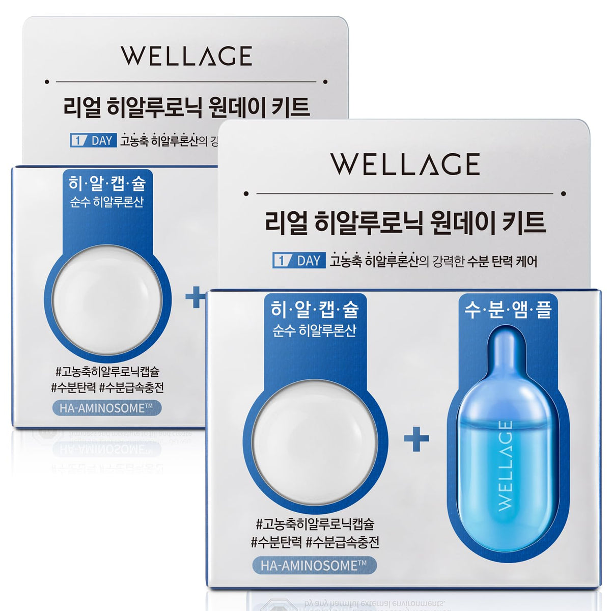 WELLAGE Real Hyaluronic Acid Hydrate One Day Kit Serum 2ea, Korean Beauty Secret Ampoule, High