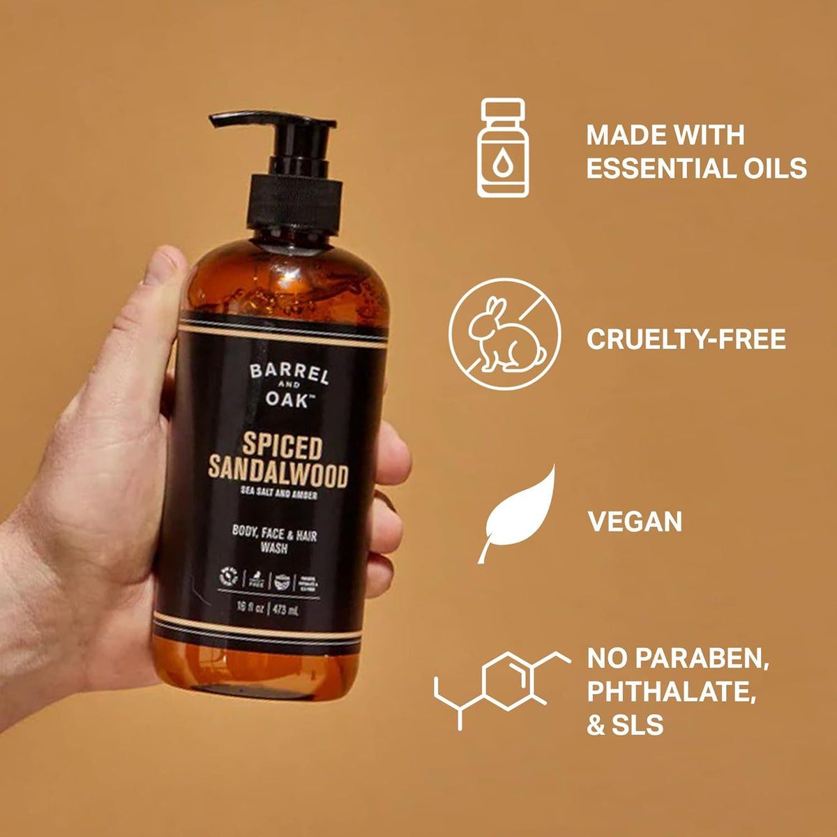 Barrel and Oak - All-In-One Body Wash, Men's Face, Hair, & Body Wash, Natural Exfoliator &