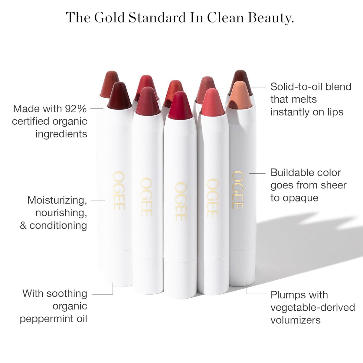 Ogee Tinted Sculpted Lip Oil - Lip Stain Made with 100% Organic Coconut Oil, Jojoba Oil, and