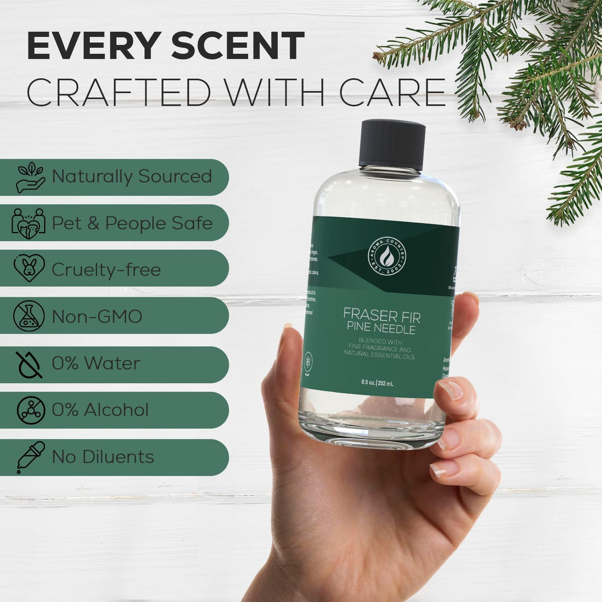 Aroma Country Fraser Fir Diffuser Oil - Luxury Essential Oils for Diffuser Refill & Air Freshener