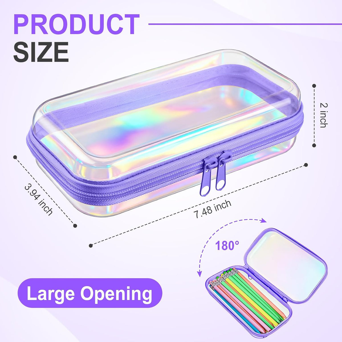 Hoolerry 4 Pcs Hard Clear Zipper Case Makeup Bags Plastic Pencil Pouch Transparent Storage Box