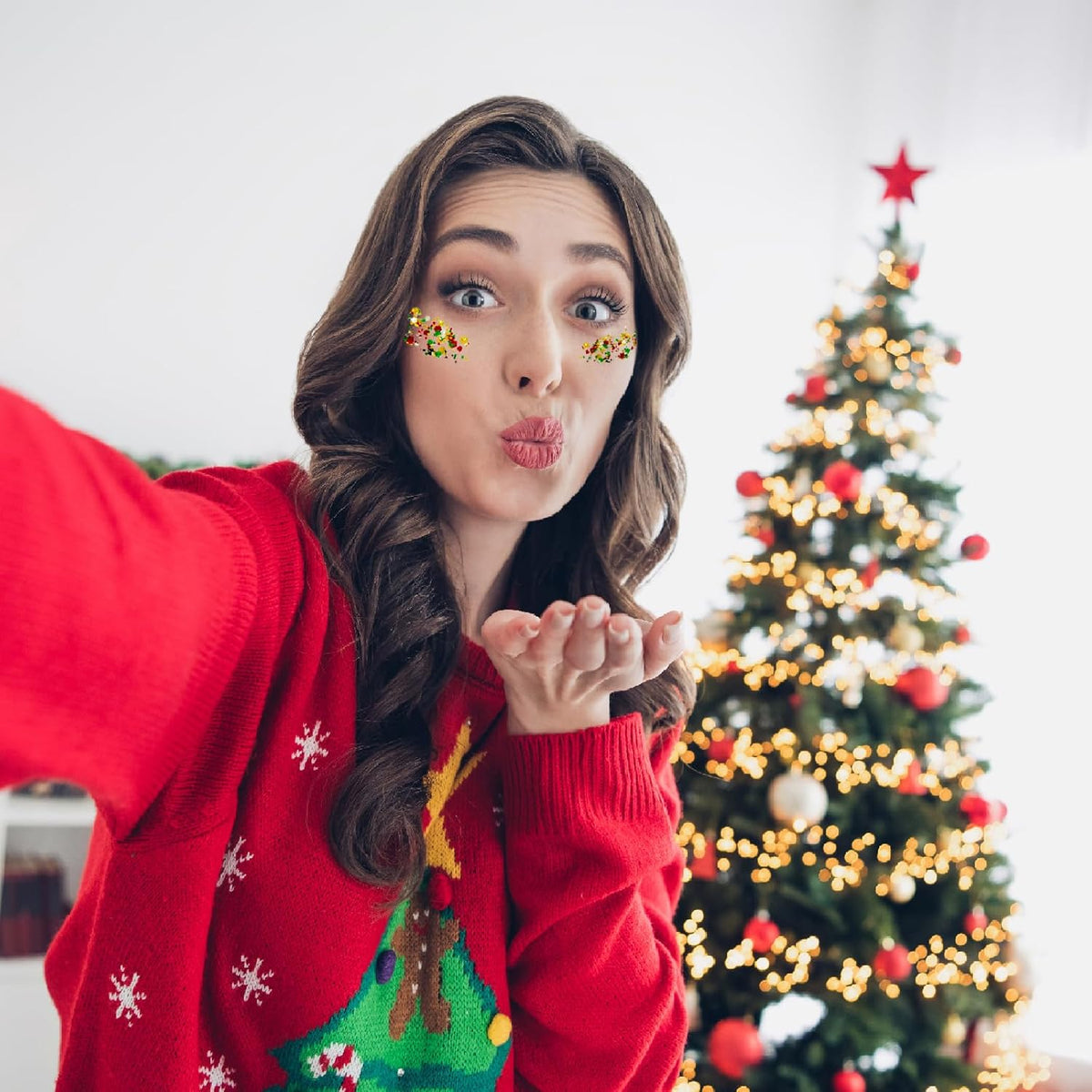 Christmas Glitter Gel for Body, Face, Hair and Lip, Color Changing Glitter Gel Under Light