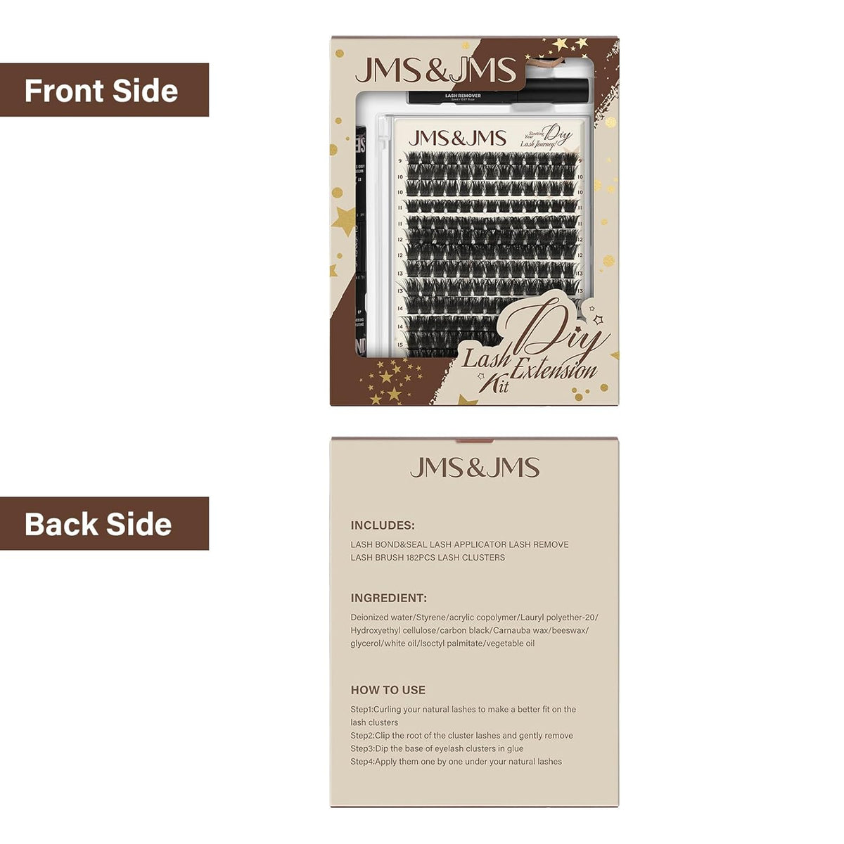 JMS&JMS DIY Lash Extension Kit Lash Clusters Kit 200D D Curl Individual Lashes Eyelash Extension