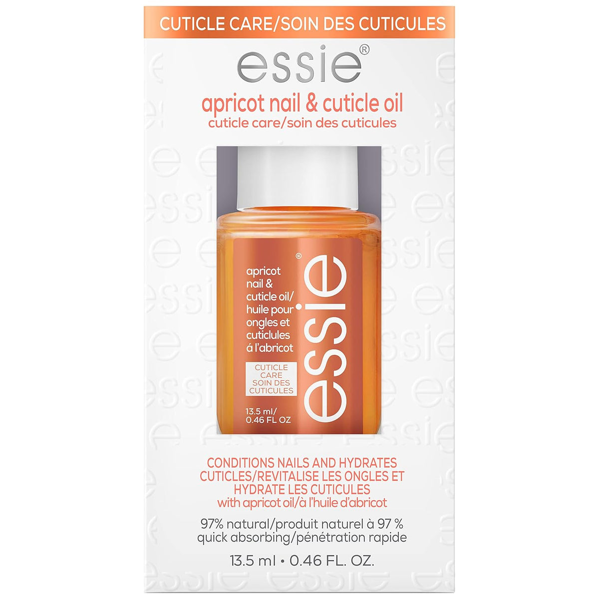 essie Nail Care, 8-Free Vegan, Apricot Nail and Cuticle Oil, softened and nourished cuticles, 0.46