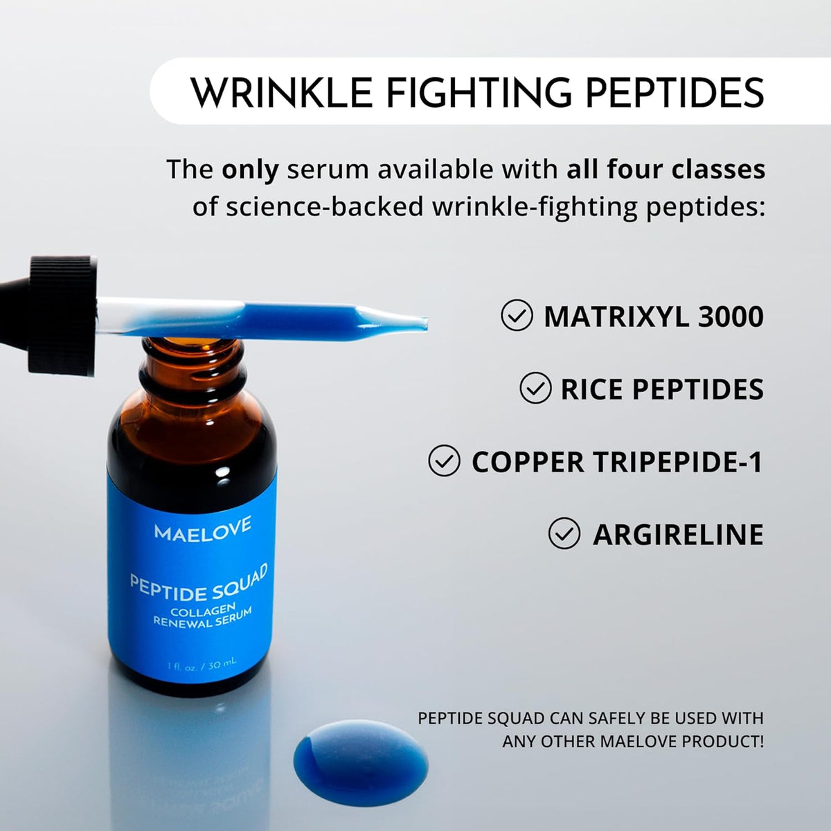 MAELOVE Peptide Squad Collagen Renewal Serum with Copper Peptides, Argireline, Matrixyl 3000 +