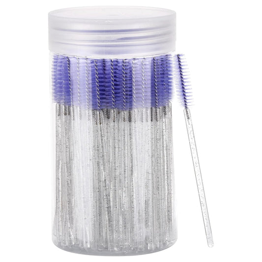 100 Pcs Disposable Mascara Wands, Lash Brushes with Container, Crystal Eyebrow Spoolies Brush for