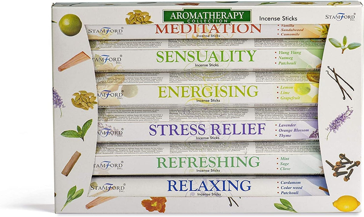 120 Sticks of Stamford Premium Aromatherapy Hex Range Incense Sticks - Relaxing, Stress Relief