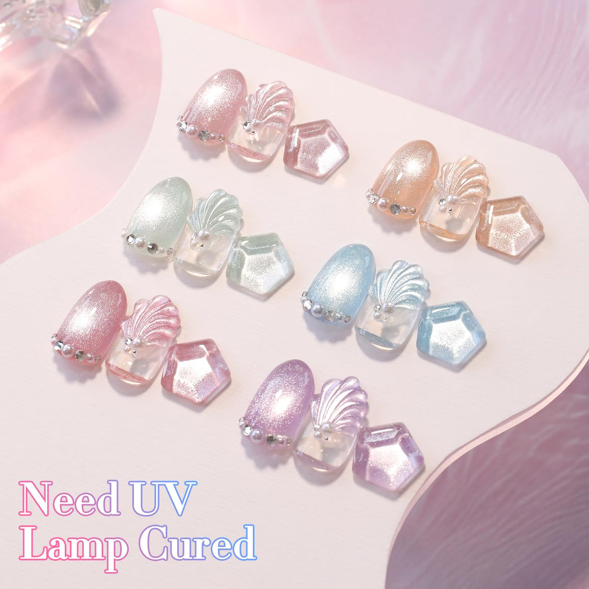 Double Rhythm Cat Eye Gel Nail Polish Set of 6 Same Color Same Bottle 0.5 Oz Shimmer Glitter with