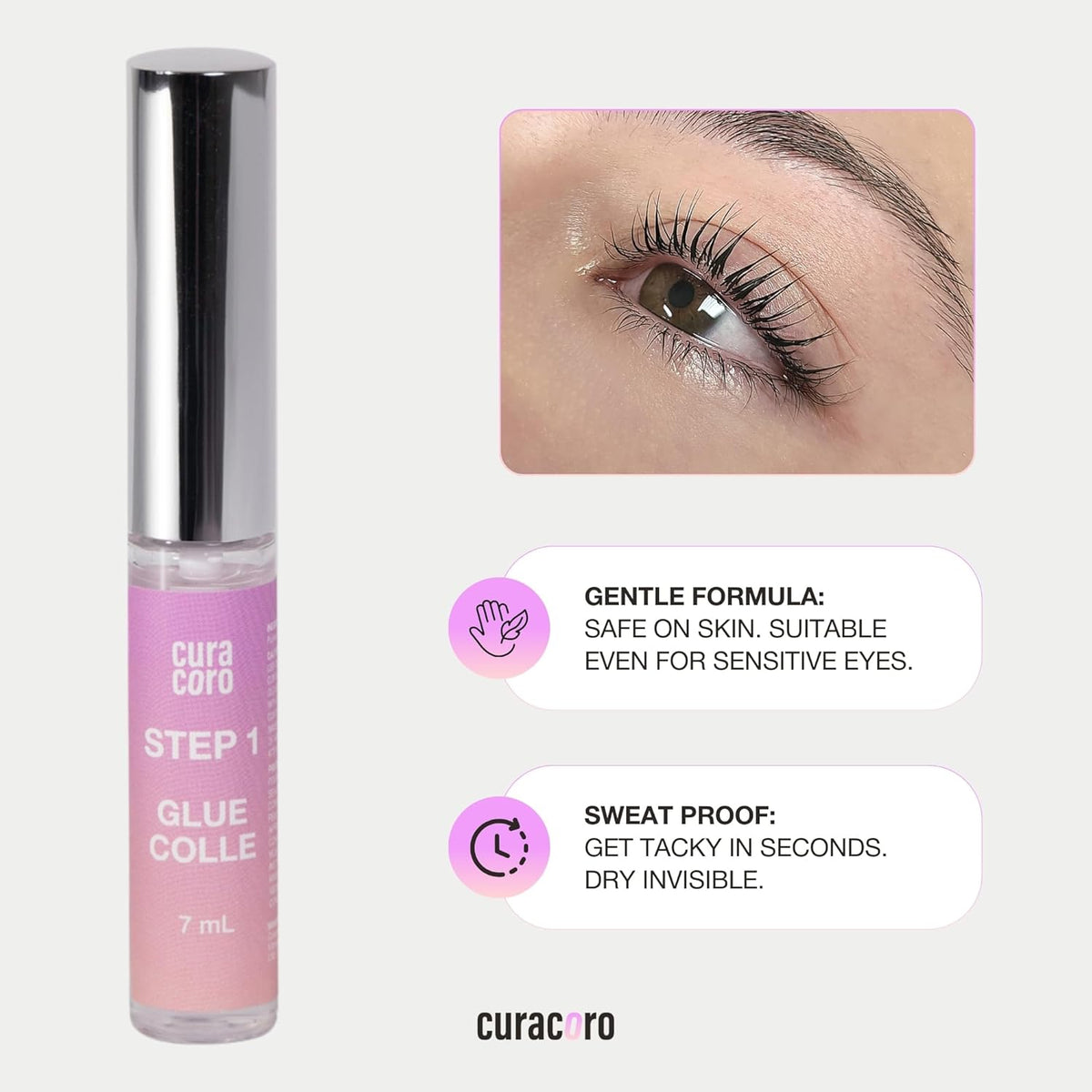 Curacoro Lash Lift Collagen Nourishing Lotion - Professional Eyelash Perm Kit, Semi-Permanent Lash