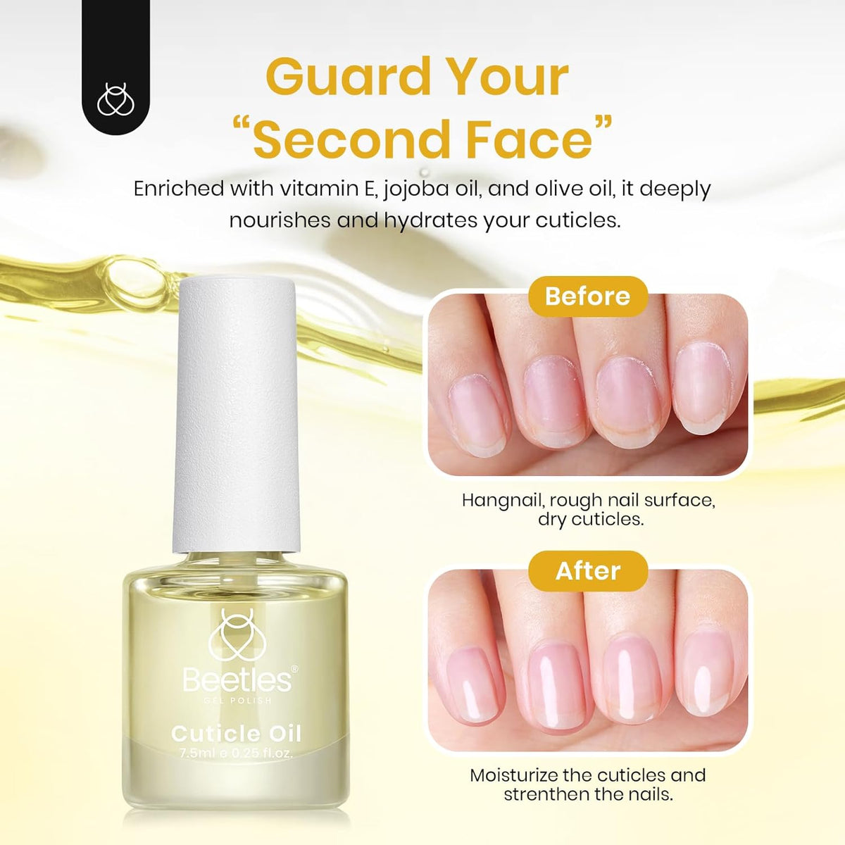 Beetles 7.5ml Cuticle Oil Nail Oil Cuticle Care for Nail, Damaged Cuticles, Stronger Nails Spa and