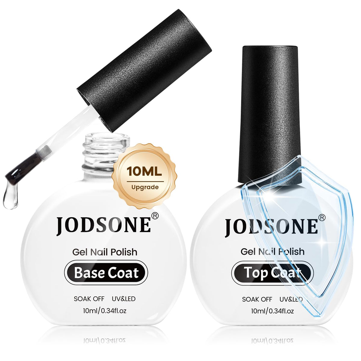 JODSONE 2 Bottles 10ml Of Top Coat Base Coat Gel Polish Set Bright Surface At Home DIY Nail Salon