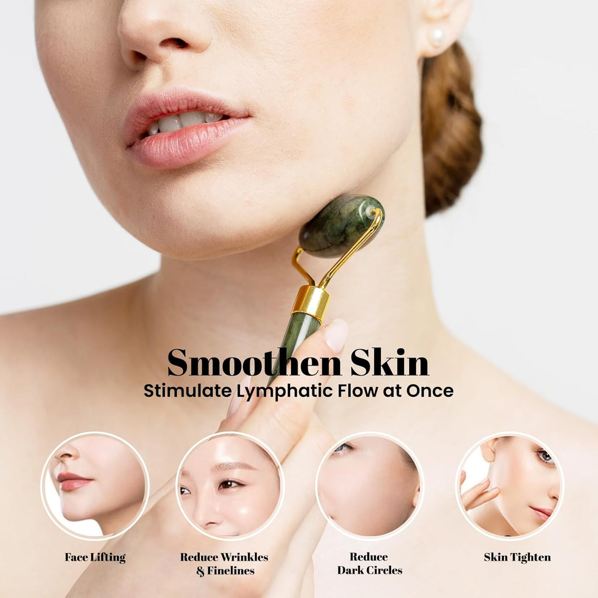 Gua Sha Facial Tools & Jade Roller by ROSELYNBOUTIQUE Original Face Massager for Puffiness