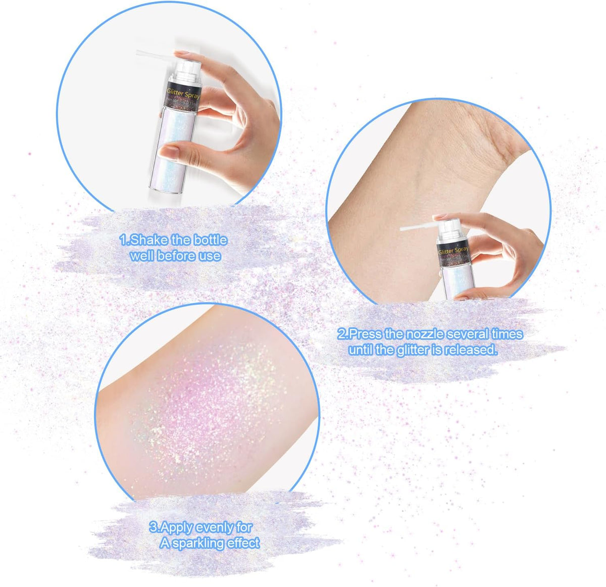 Hair and Body Glitter Spray, 1PC Hair Glitter Extra Fine Face Shimmer Powder for Clothes, Festival