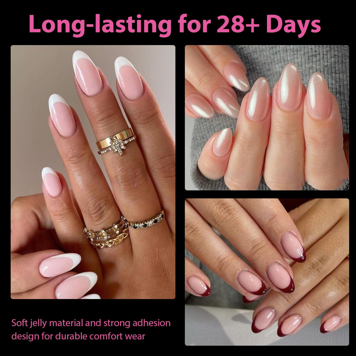 UNA GELLA Oval Fake Nails Pre-shape 504pcs Almond Gel Nail Tips Round Almond Press on Nails for