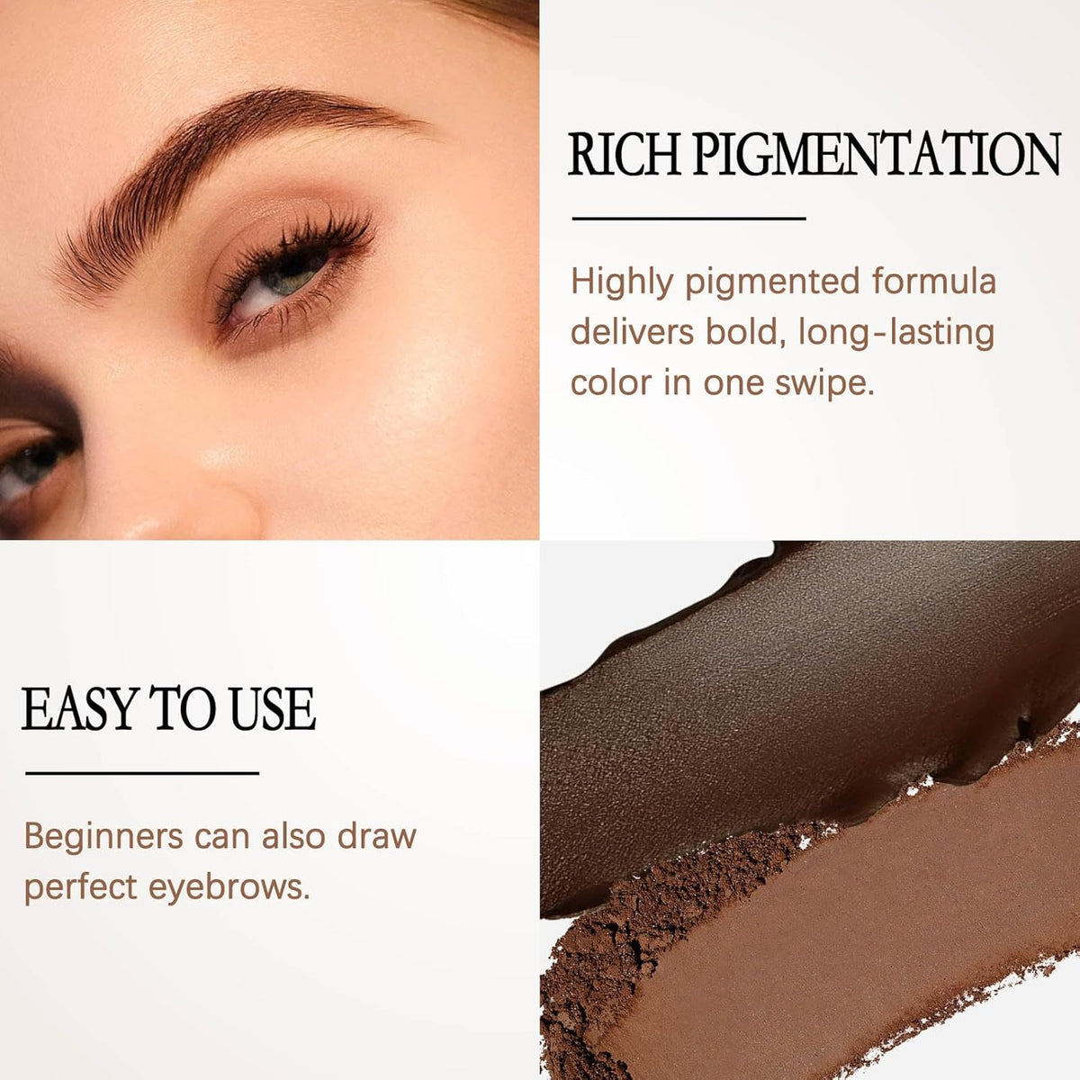 Boobeen Eyebrow Palette, 4 Colors Brow Powder Kit, Eye Brow Pomade with Double-ended Brush
