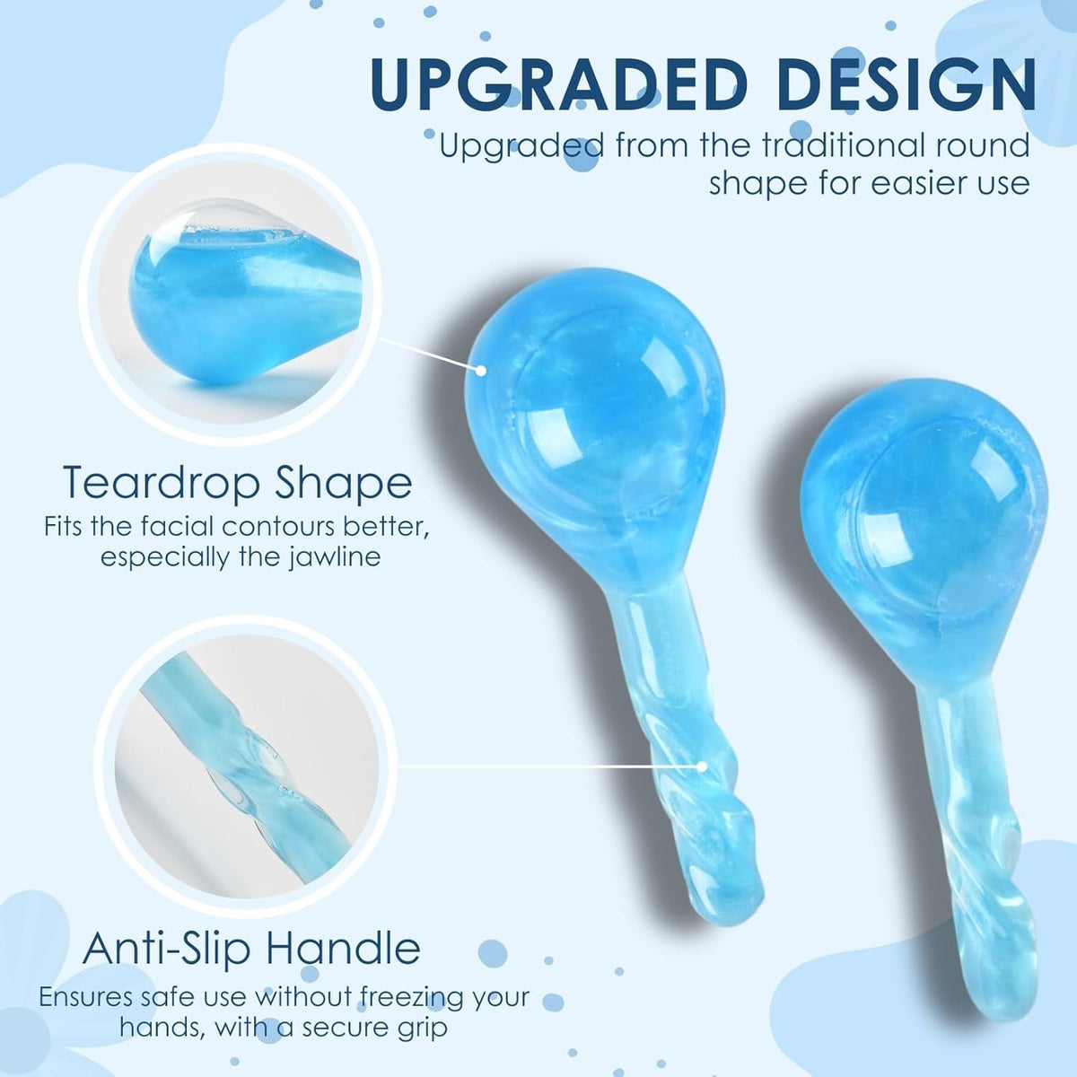 Facial Ice Globes Cryo Sticks, Cooling Beauty Tool for Face, Neck & Eyes, Helps Reduce Puffiness