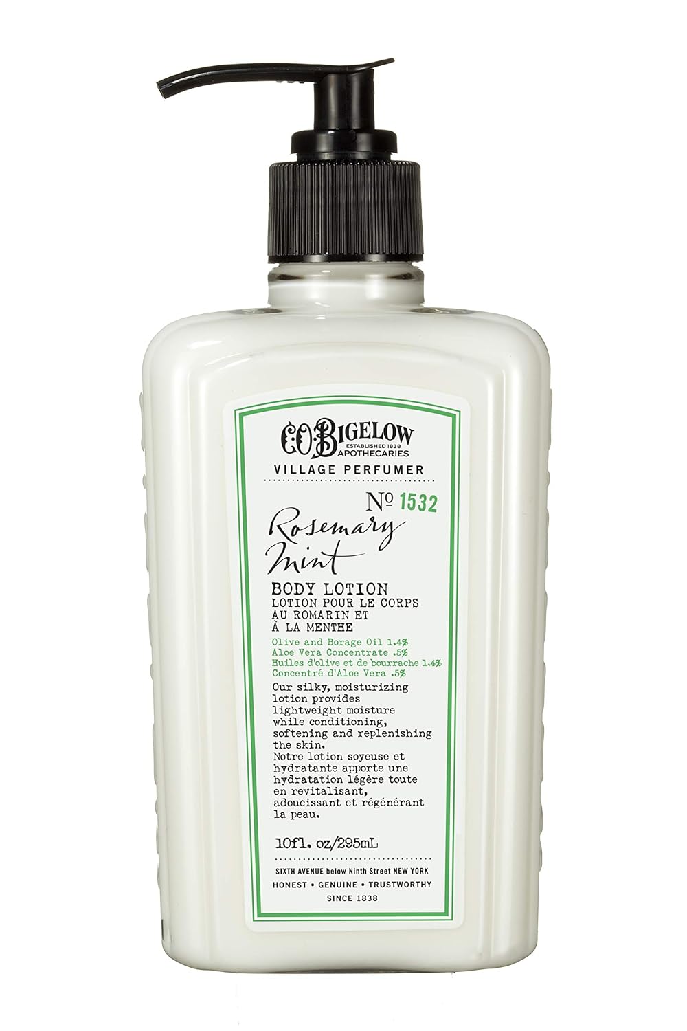 C.O. Bigelow Rosemary Mint Body Lotion, Village Perfumer Moisturizing Body Lotion with Aloe Vera