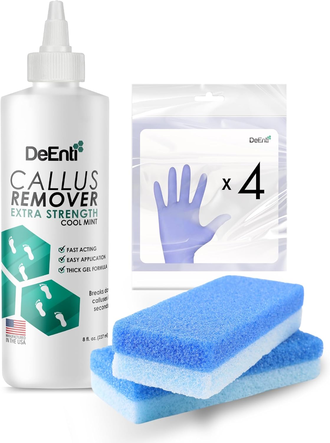 DeEnti Double Pumice Pack, Bundle Includes Mint Scented Callus Remover, 2 Pumice Stones for Feet