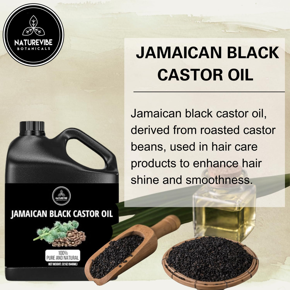 Naturevibe Botanicals Jamaican Black Castor Oil 32 Ounces | 100% Pure and Natural | Great for Skin