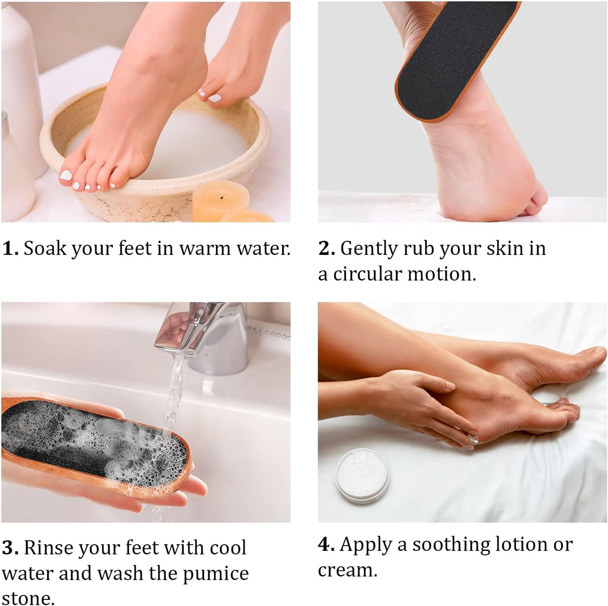 Pumice Stone Foot File - Wooden Pedicure Feet Scrubber with Handle for Callus, Dry, and Dead Skin