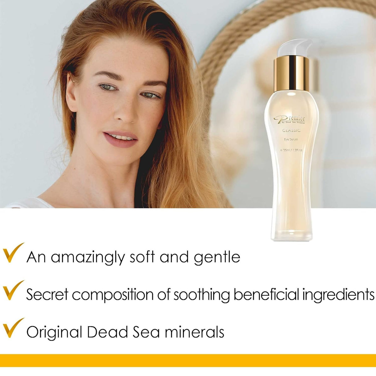 Premier Dead Sea Classic Eye Serum, Hypoallergenic, Age defying, Helps minimize wrinkles, Dark