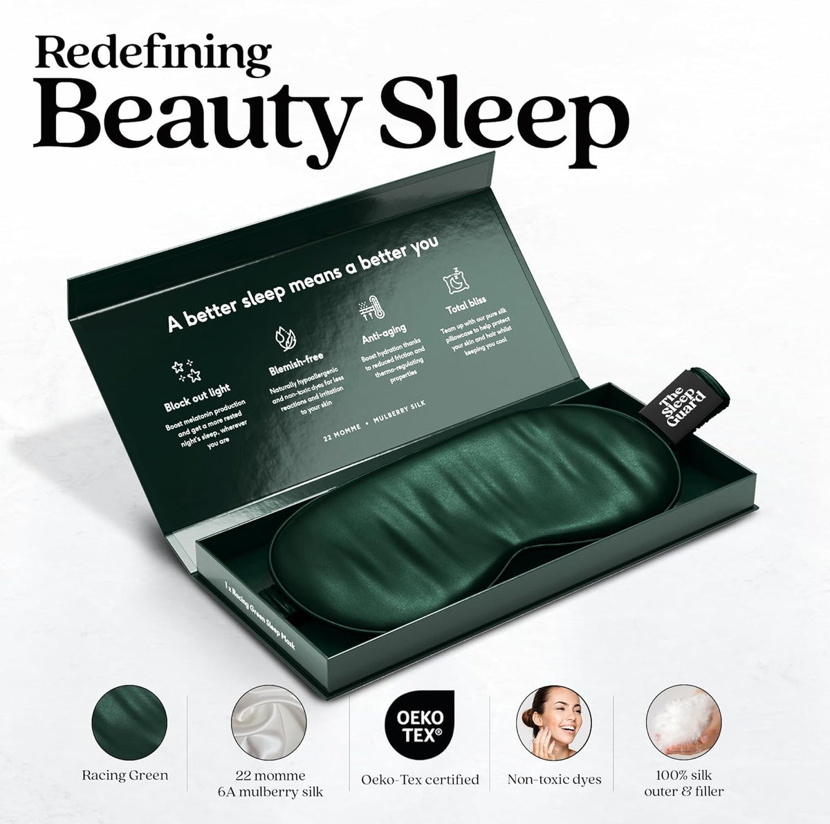 Pure Silk Sleep Mask [100% 6A Mulberry Silk, 22 Momme] Light Blocking Travel Essentials. Eye Masks