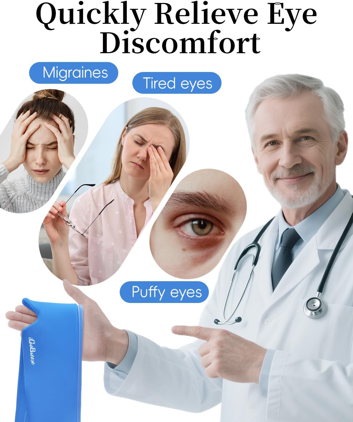Cooling Eye Mask for Puffy Eyes, Headache and Migraine Relief Gel Eye Mask, for Headache