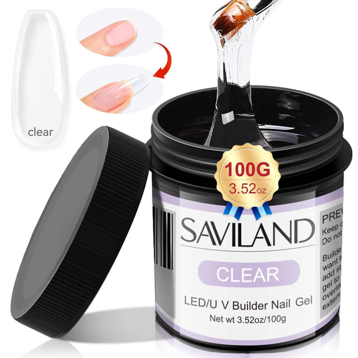 SAVILAND LED & U V Builder Nail Gel - 100 G Large Capacity Clear Hard Gel for Nails, Nail Extension