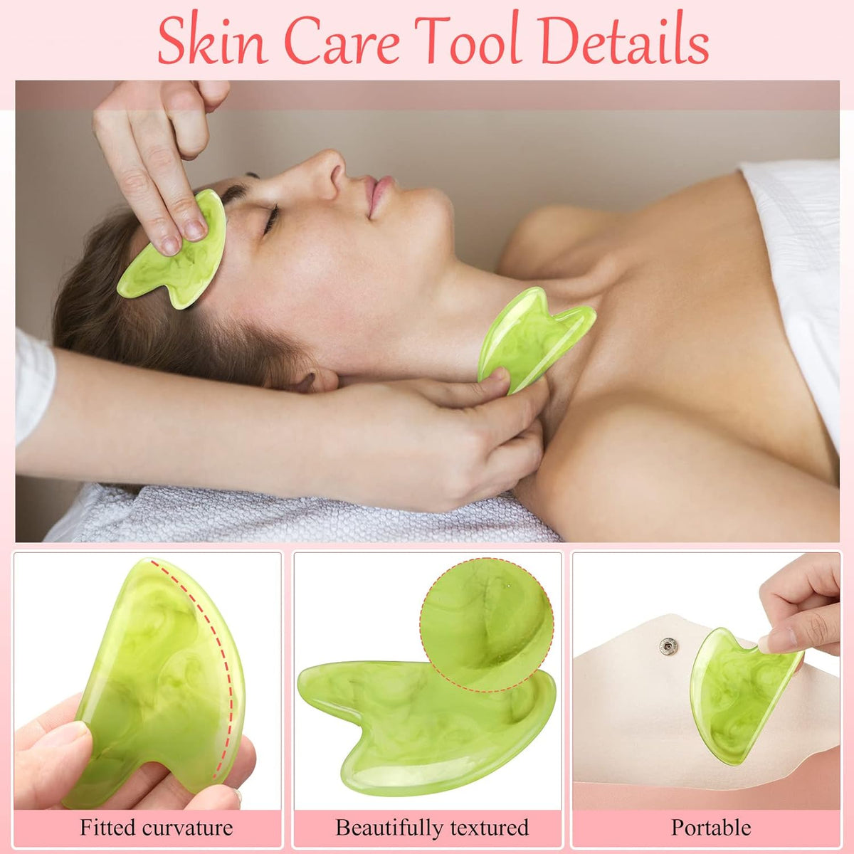 Sherr 24 Pcs Gua Sha Facial Tool Resin Gua Sha Massage Tool Heart Shaped Gua Sha Stone Guasha Board