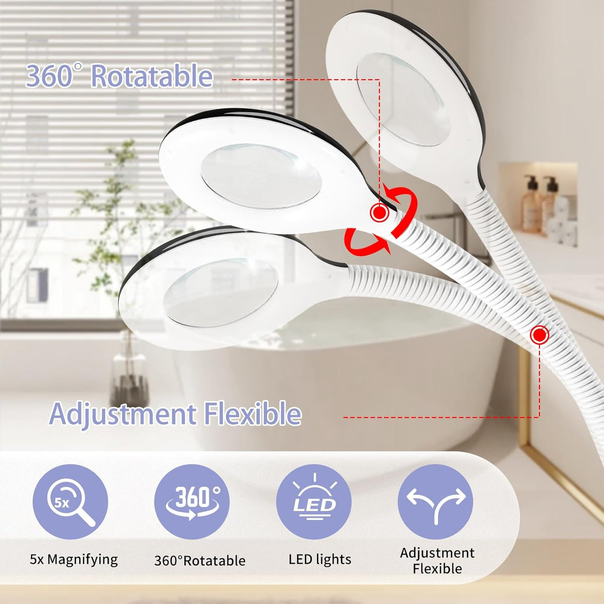Professional Facial Steamer, 2 in 1 Facial Steamer with 5X Magnifying Lamp for Deep Cleansing and