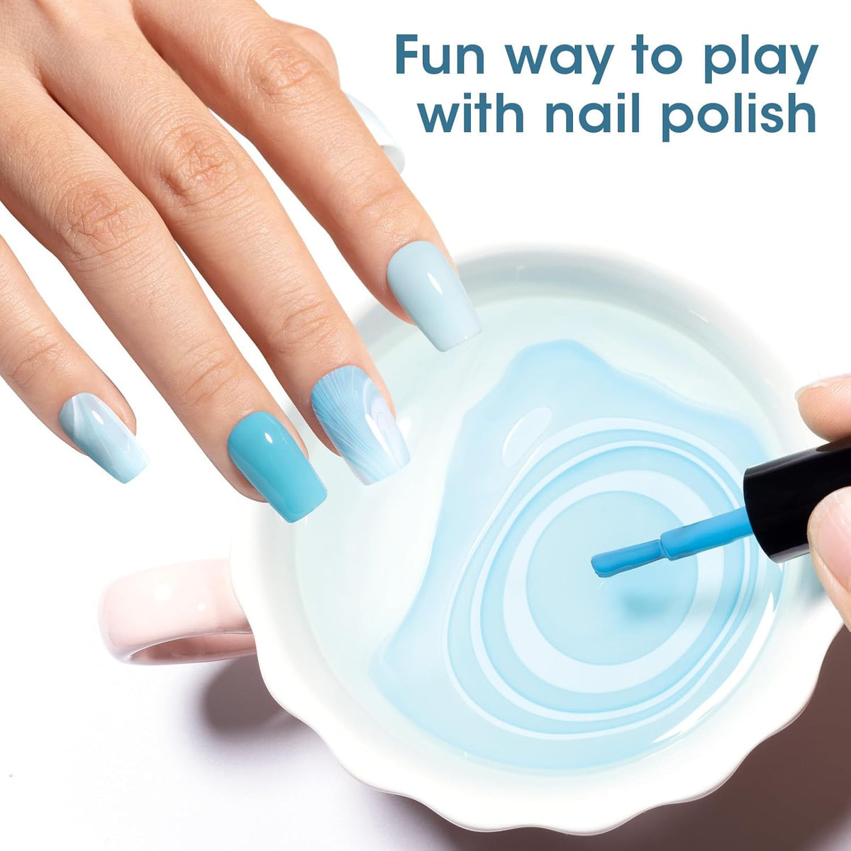 GELLEN Teal Regular Nail Polish Non Gel, Fast Air Drying Mint Turquoise Nail Polish No UV Light