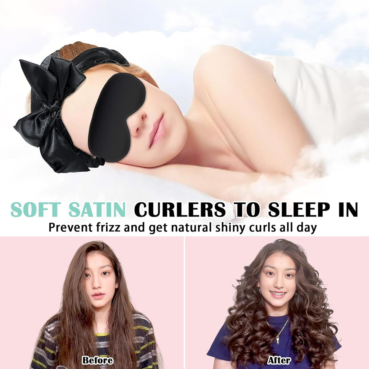 Satin Heatless Curls Overnight Hair Curlers to Sleep In Hair Curler Rollers No Heat Hair Wrap for